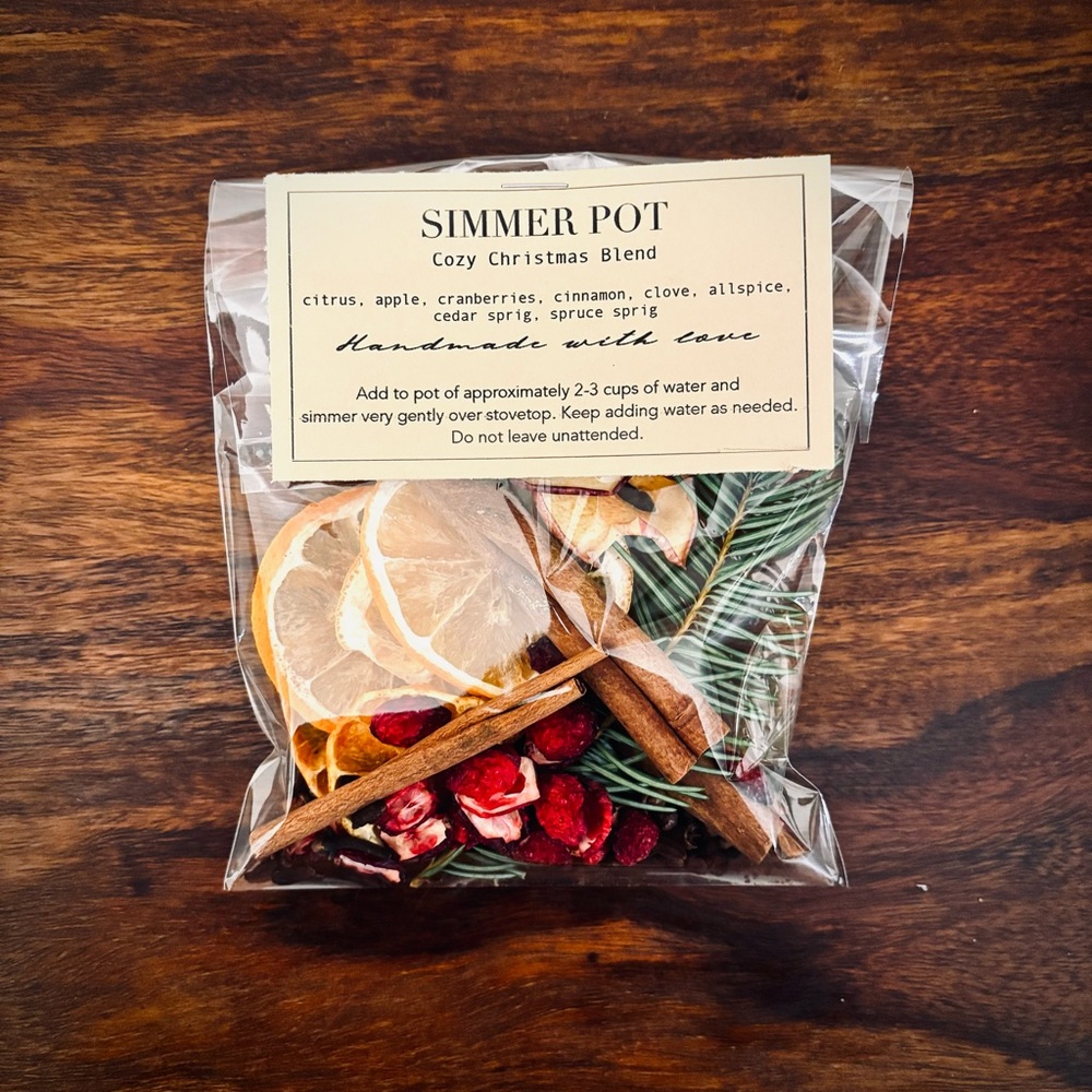 Handmade All-Natural Cozy  Christmas Stovetop Simmer Pot Potpourri Kit Gift